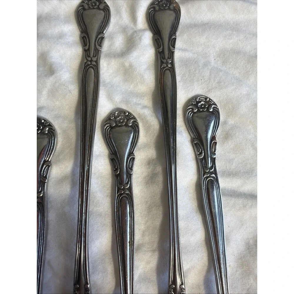Set of 8 Wallace Plantation Stainless Steel Japan Teaspoons Floral Art Nouveau